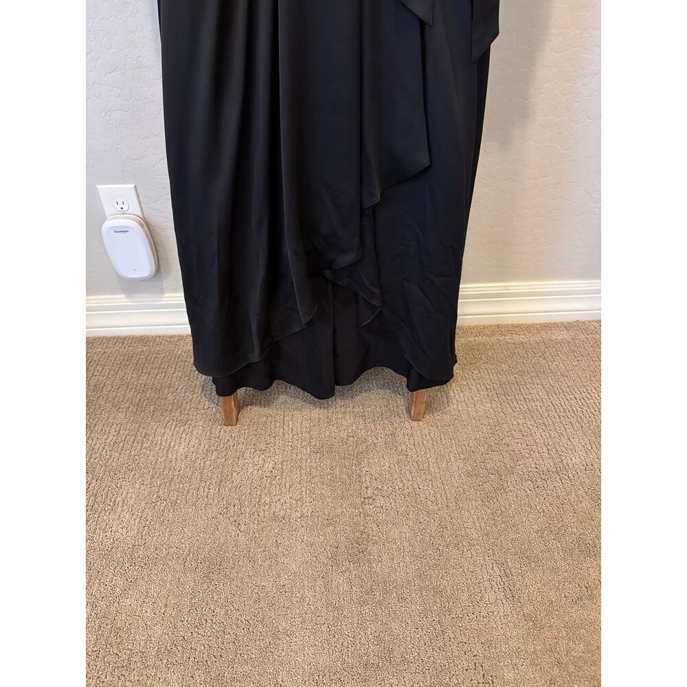 Beautiful Elegant DKNY Black Wrap Ruffle Maxi Dress Size 14 Elegant Formal - Picture 4 of 6